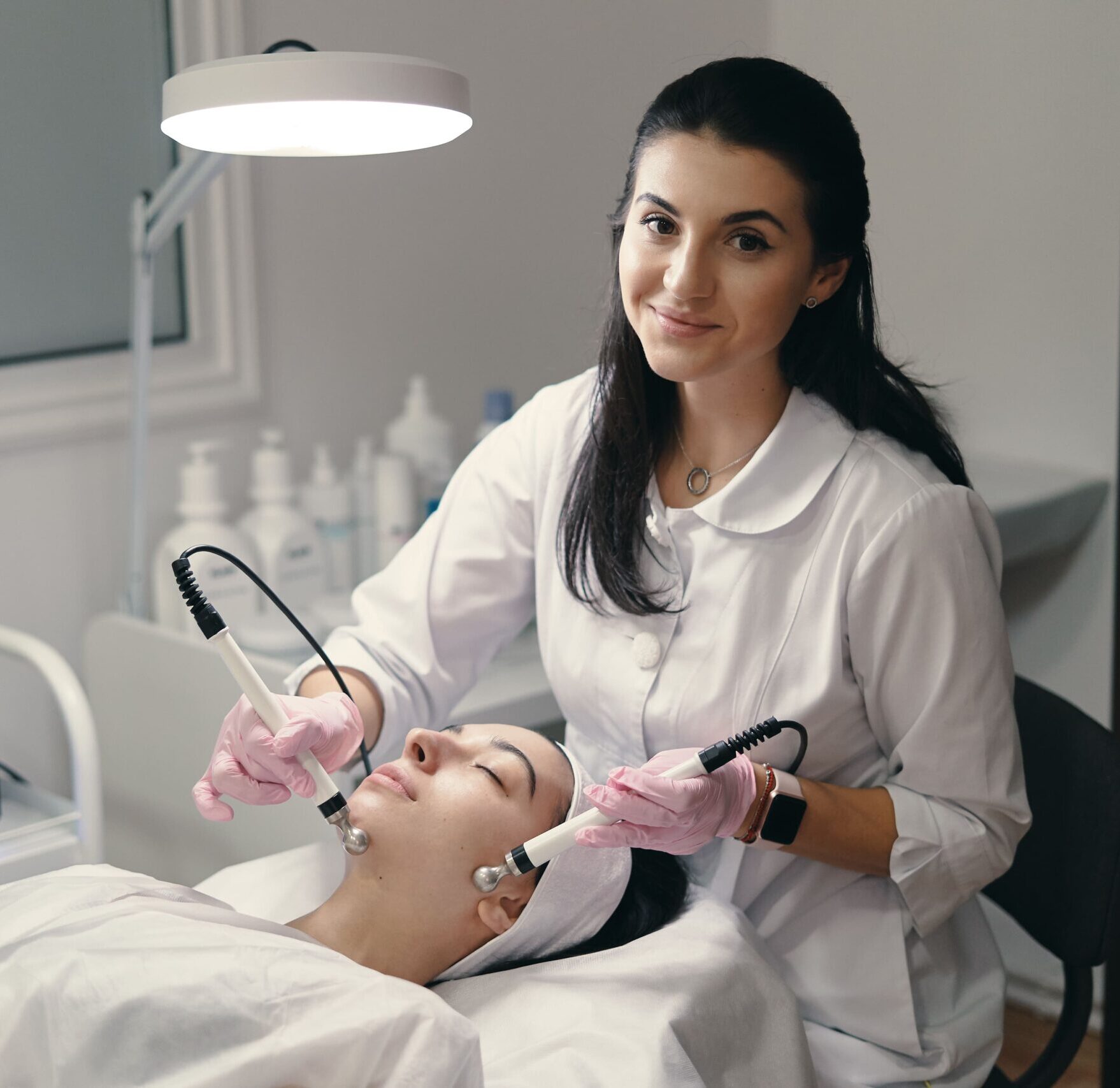 Doctor examining patient skin